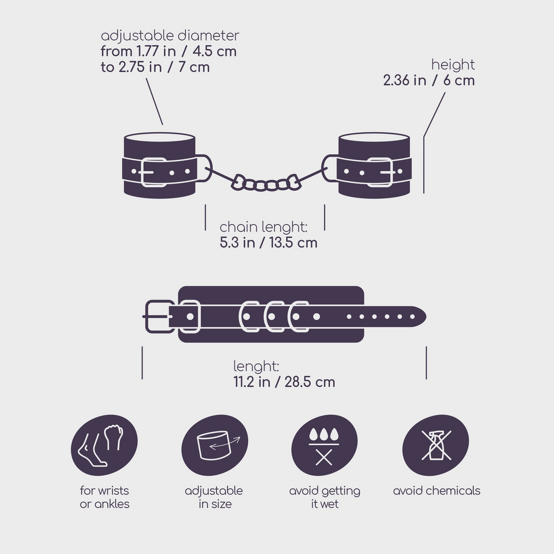 Bondage Love - Leather Handcuffs - Black