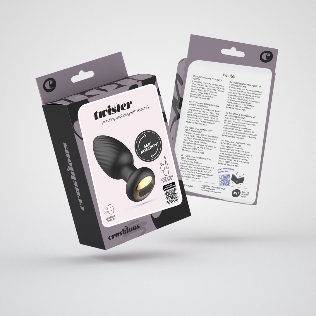 Twister - Rotating Anal Plug with Remote Control - Black