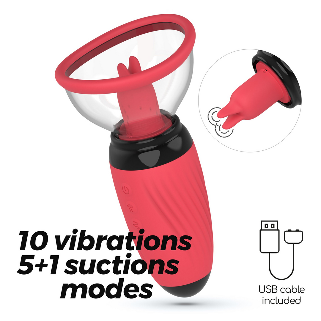 Scarlet - Vibrating and Suction Vulva Pump - Red
