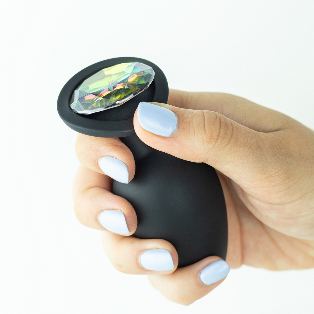 Camileo - Anal Plug with Four Interchangeable Jewels - Large - Black