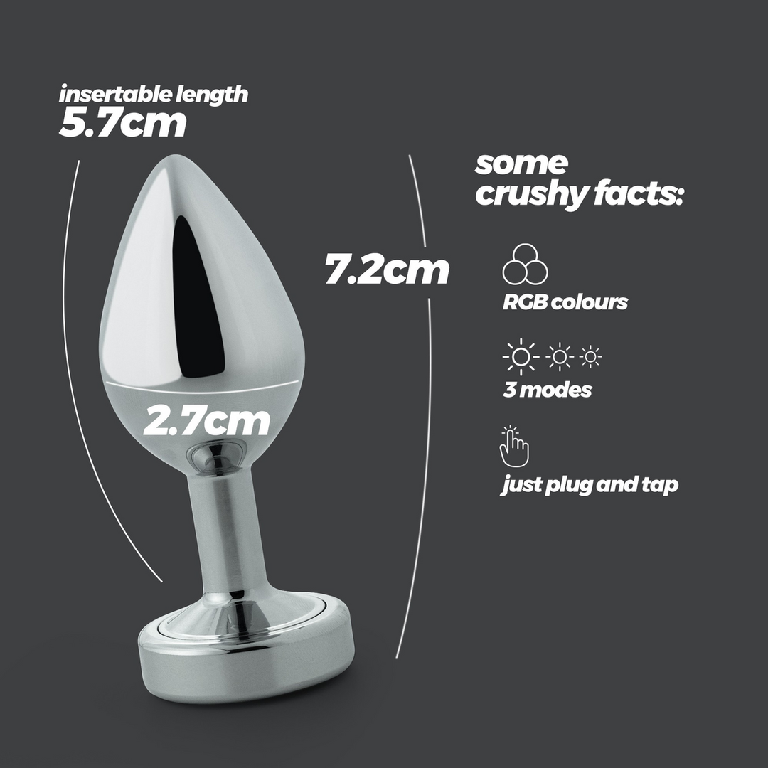 Borealis - Metal Anal Plug with LED RGB - Small - Silver