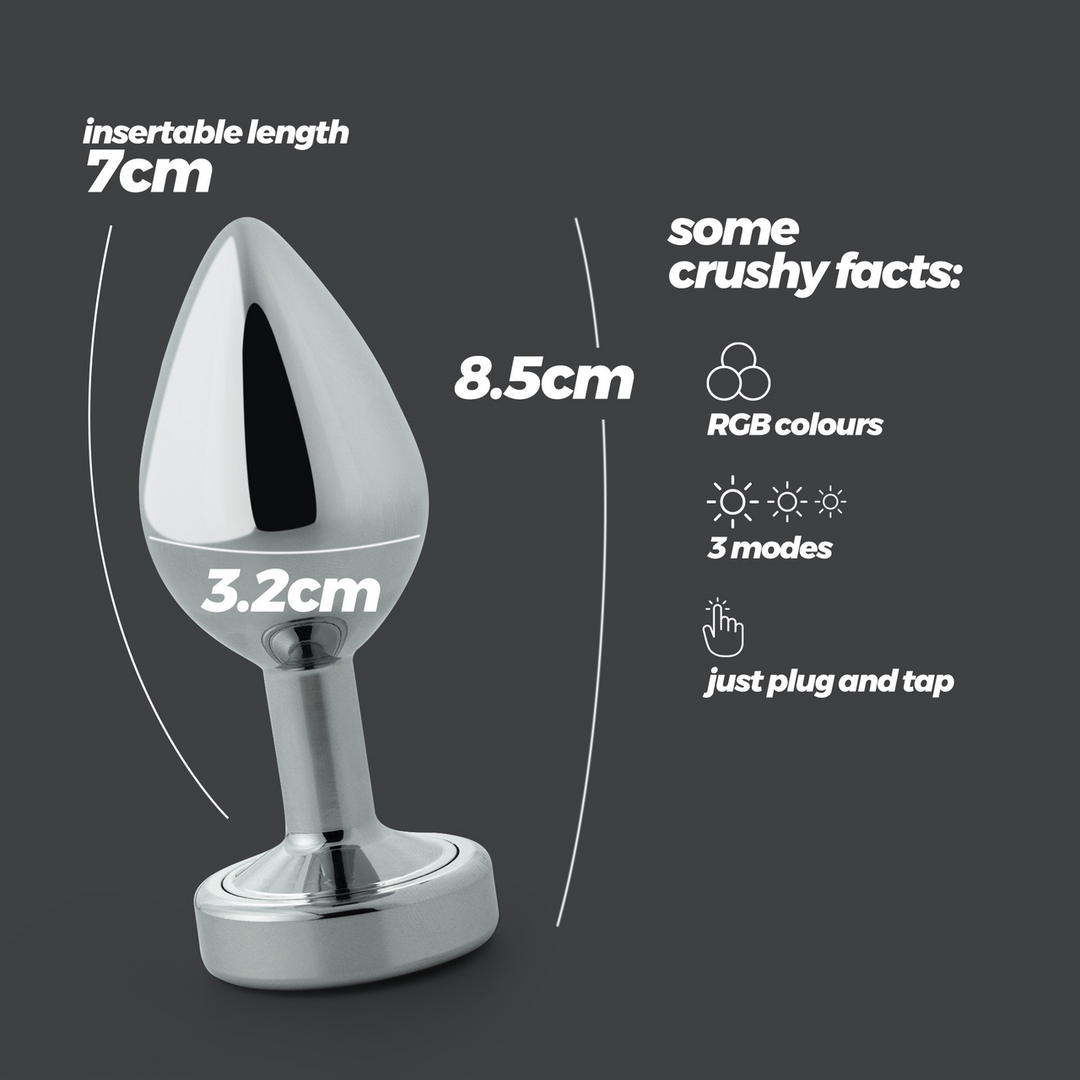 Borealis - Metal Anal Plug with LED RGB - Medium - Silver