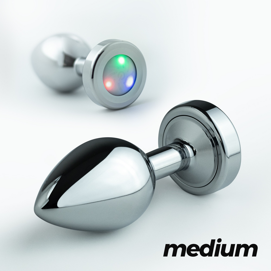 Borealis - Metal Anal Plug with LED RGB - Medium - Silver