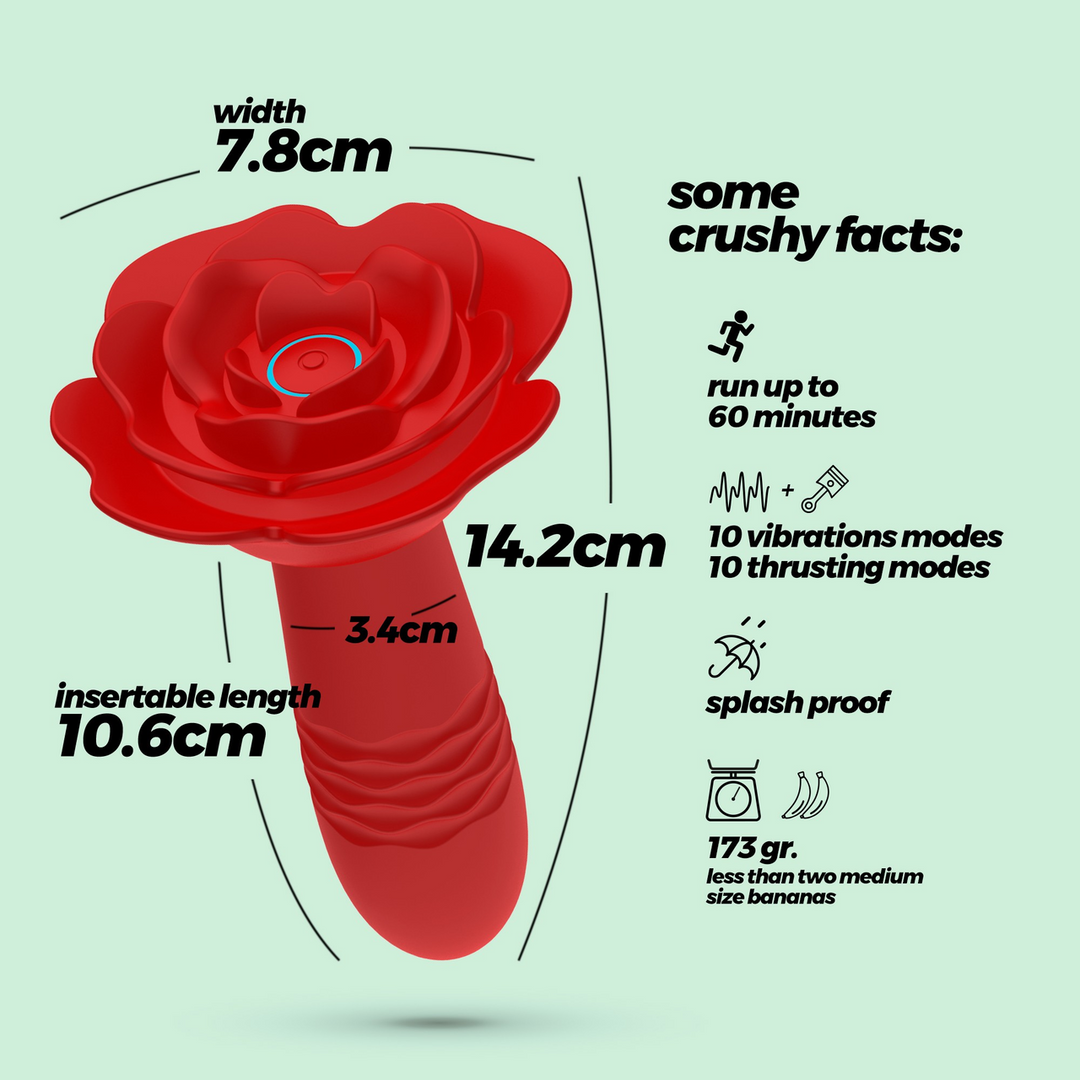 Romeo - Thrusting Anal Rose Plug with Remote Control - Red