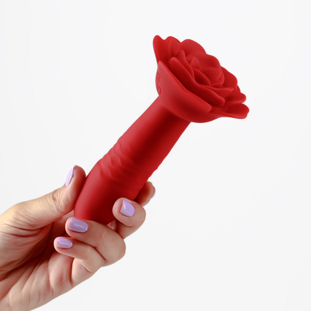 Romeo - Thrusting Anal Rose Plug with Remote Control - Red
