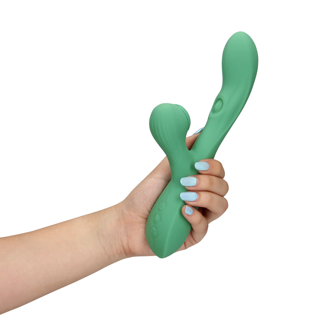 Pulse Wave and Tongue Flickering Rabbit Vibrator - Blue Grass