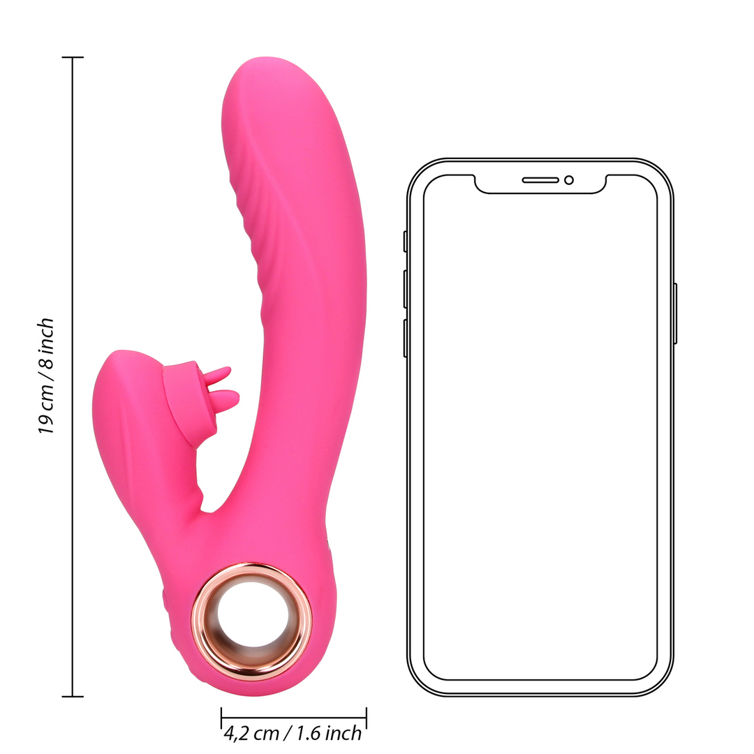 Tongue Flickering and Heating Rabbit Vibrator - Exuberant Pink