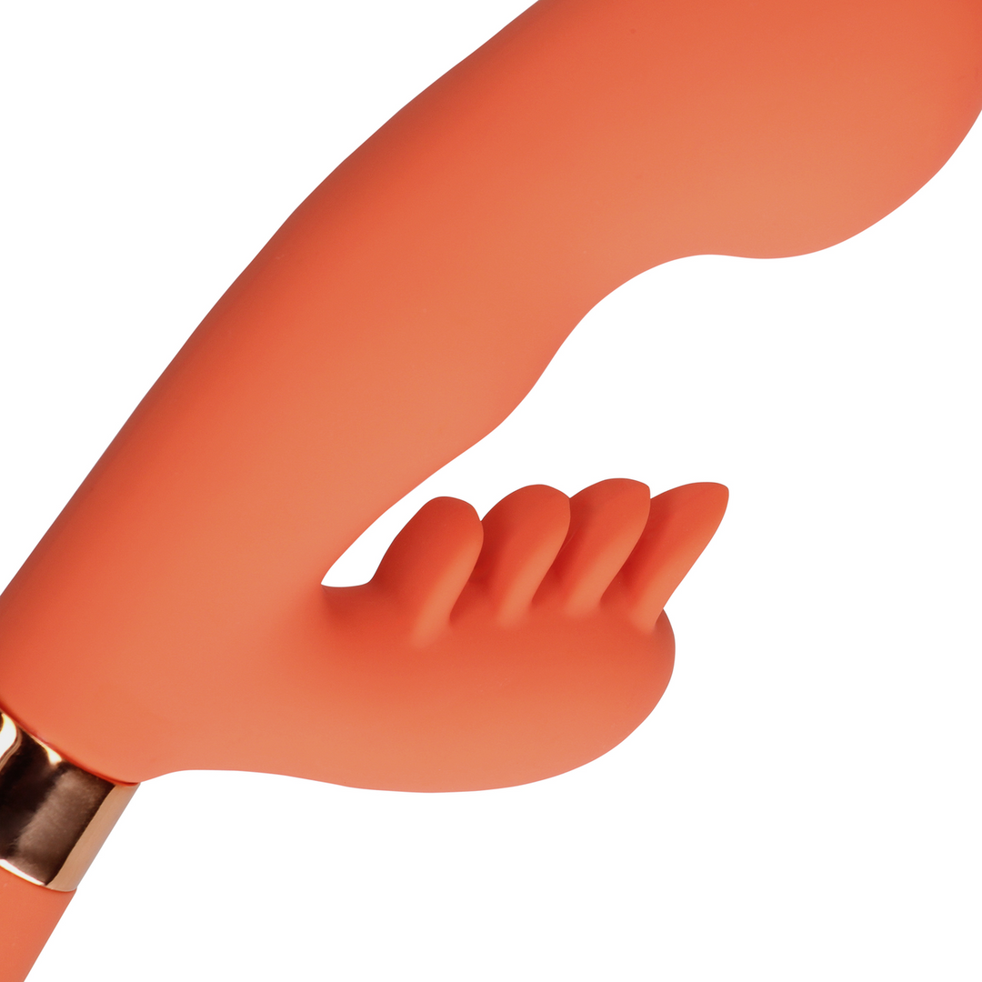 Silicone Rabbit Vibrator with Ribbed Clitoral Stimulator - Glazed Carrots