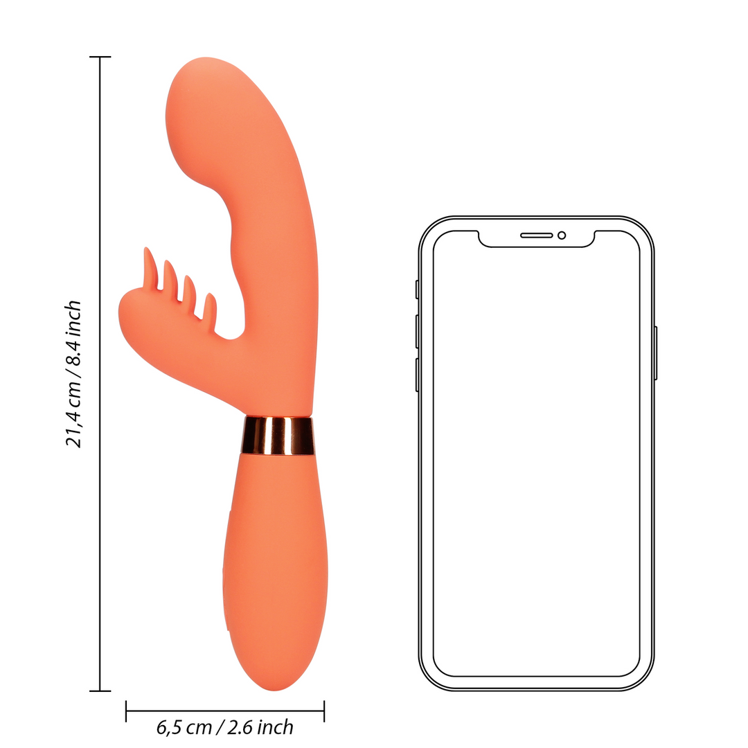 Silicone Rabbit Vibrator with Ribbed Clitoral Stimulator - Glazed Carrots