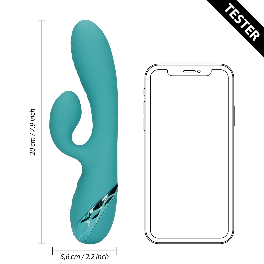 Inflatable Rabbit Vibrator - Peacock Blue - Tester