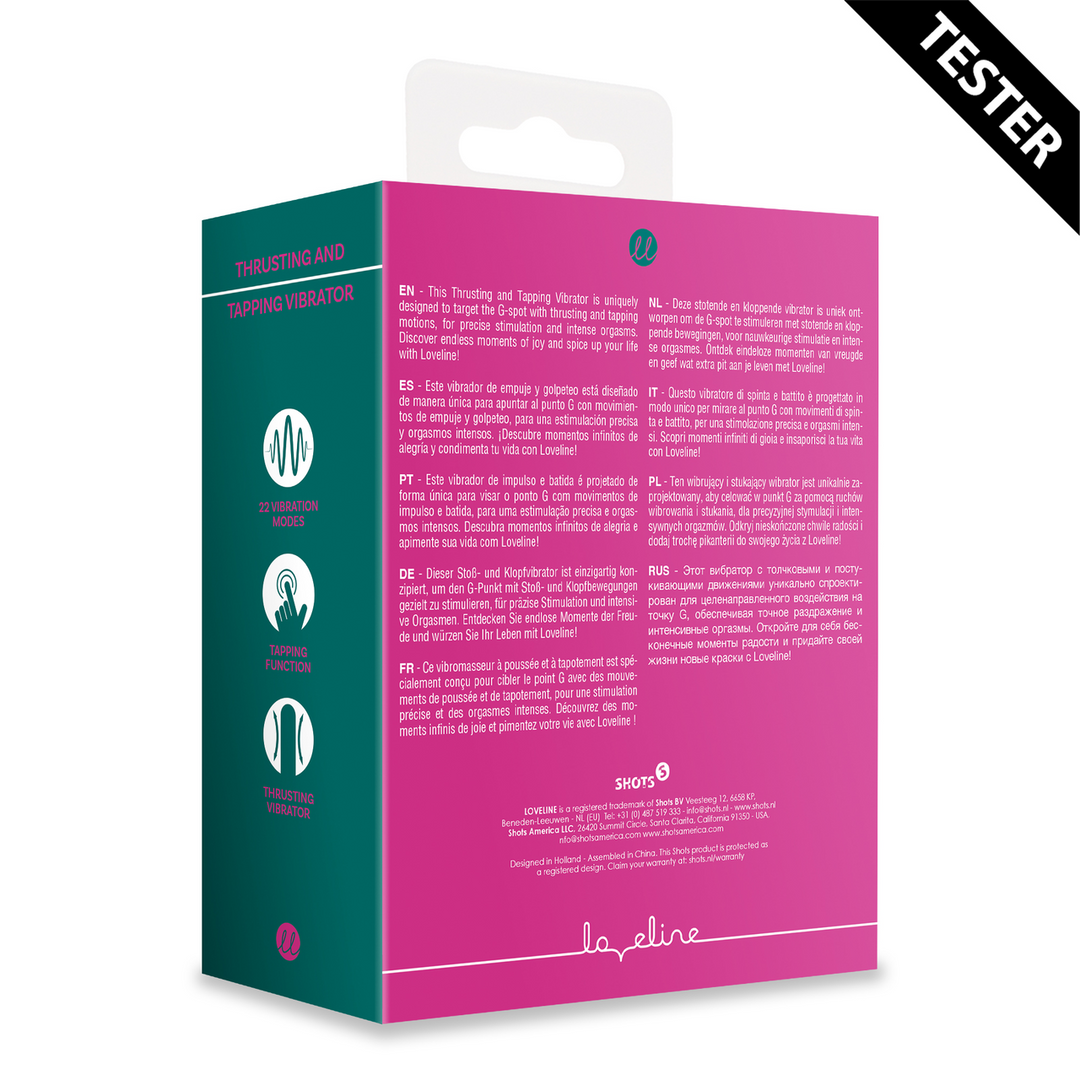 Thrusting and Tapping Vibrator - Powerful Pink - Tester