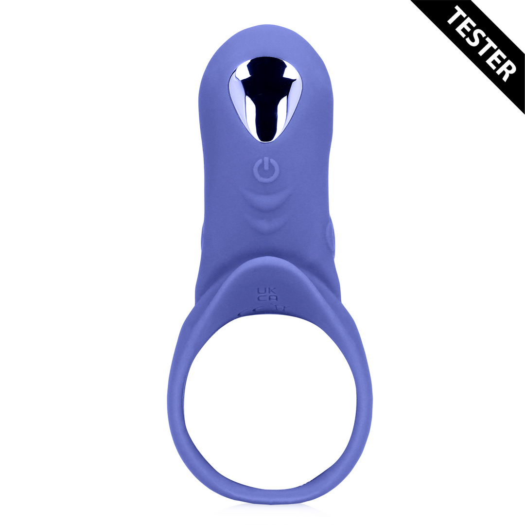 Vibrating Cockring with Clit Stimulation - Tamiya Blue - Tester