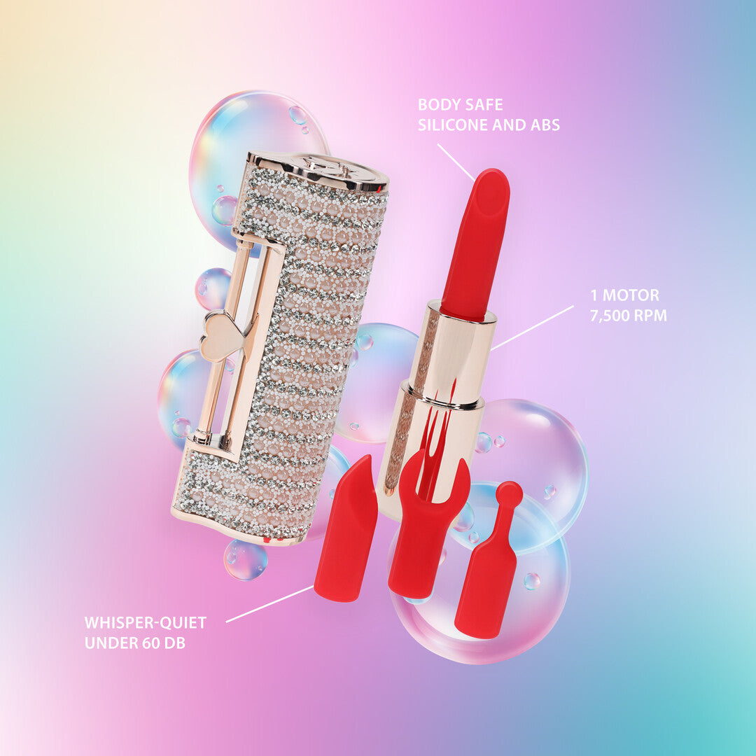 Angel - Lipstick Vibrator with 4 Attachments - Pink