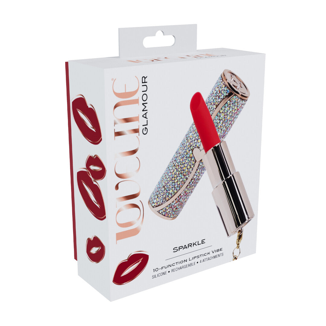 Sparkle - Lipstick Vibrator with 4 Attachments - Iridescent
