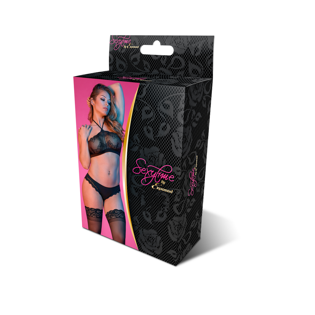 Ensemble dos nu et culotte - L/XL - Noir