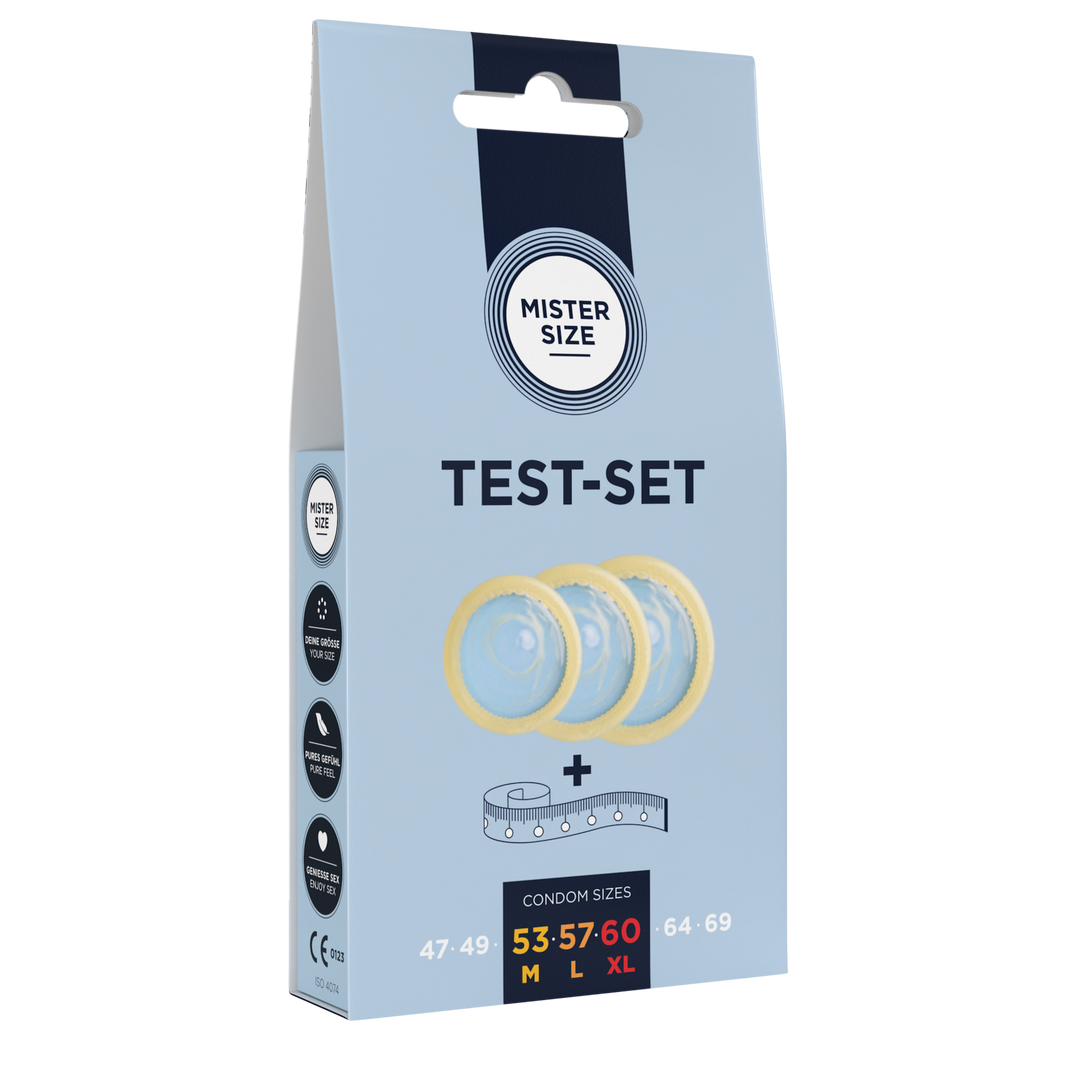 Pure Feel - Test Set - Préservatifs 53, 57, 60 mm - 3 Pièces - ES/PT/EN