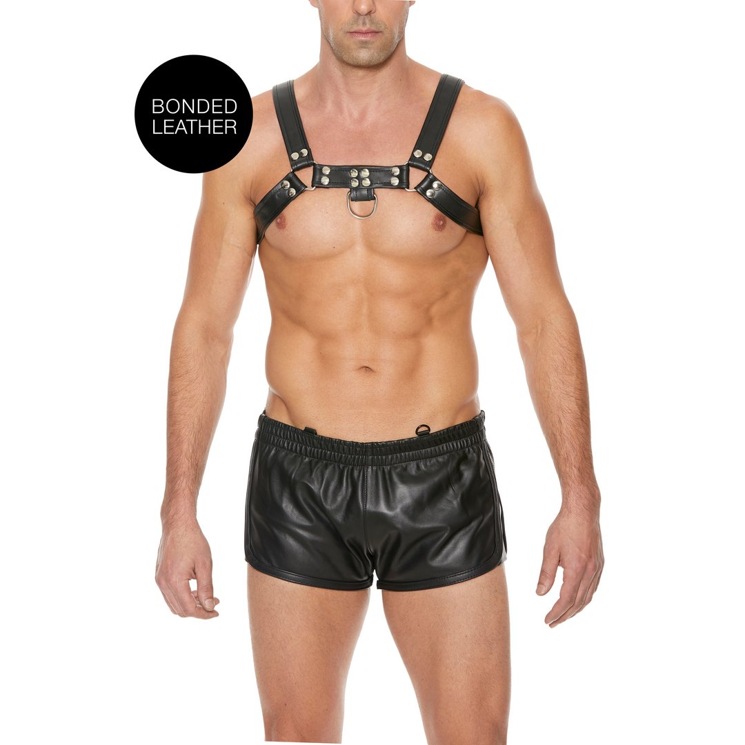 Harnais de poitrine en cuir pour bouledogue - L/XL