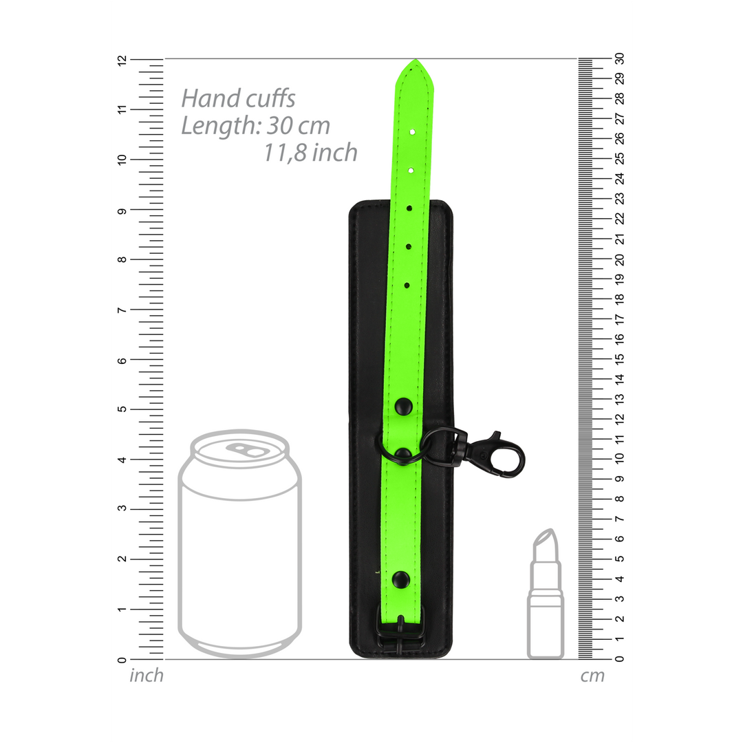 Thigh Cuffs with Belt and Handcuffs - Glow in the Dark - S/M