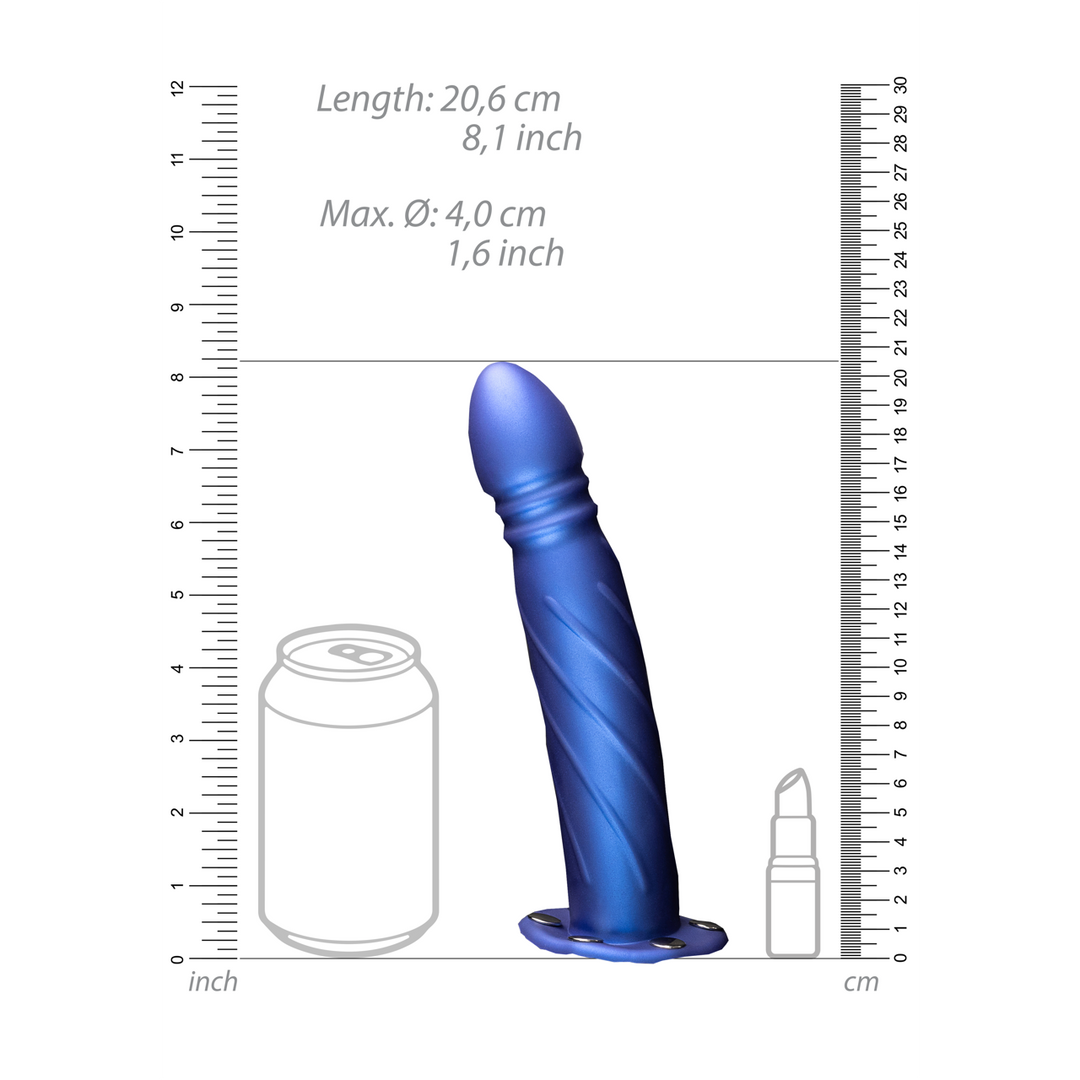Twisted Hollow Strap-On - 8 / 20 cm - Metallic Blue