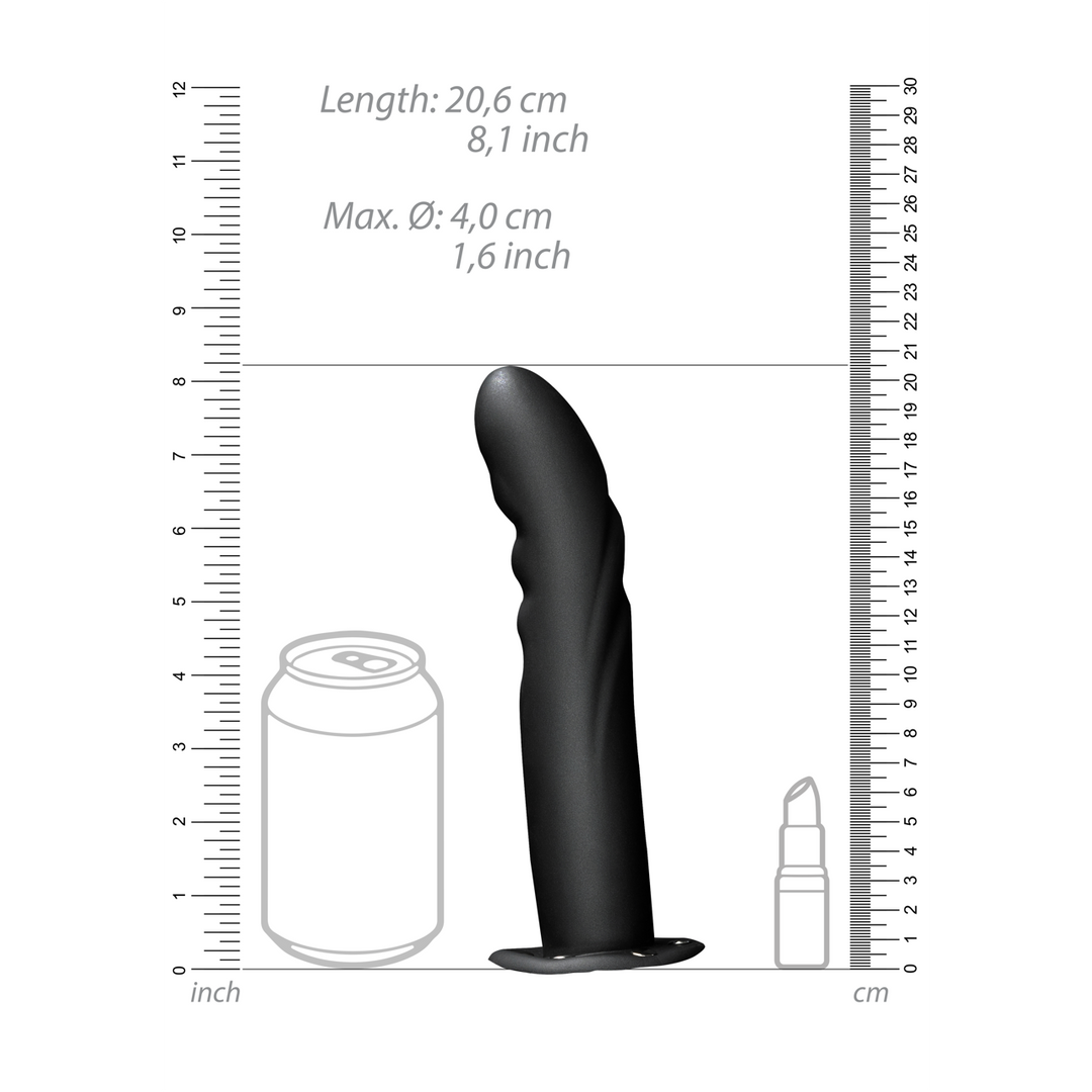 Godemiché incurvé et texturé, creux – 8 / 20 cm – Noir