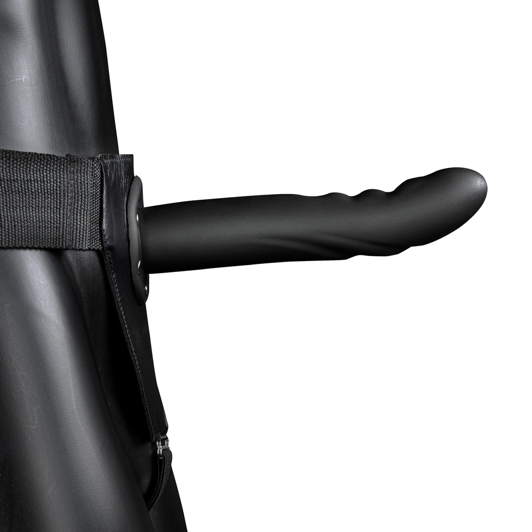 Godemiché incurvé et texturé, creux – 8 / 20 cm – Noir