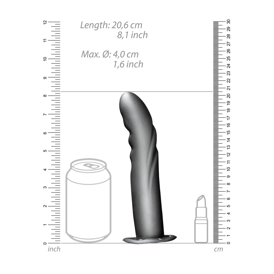 Textured Curved Hollow Strap-On - 8 / 20 cm - Gunmetal