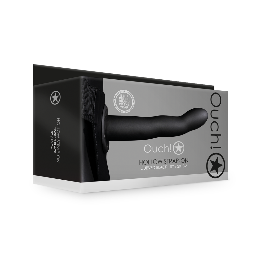 Curved Hollow Strap-On - 8 / 20 cm - Noir