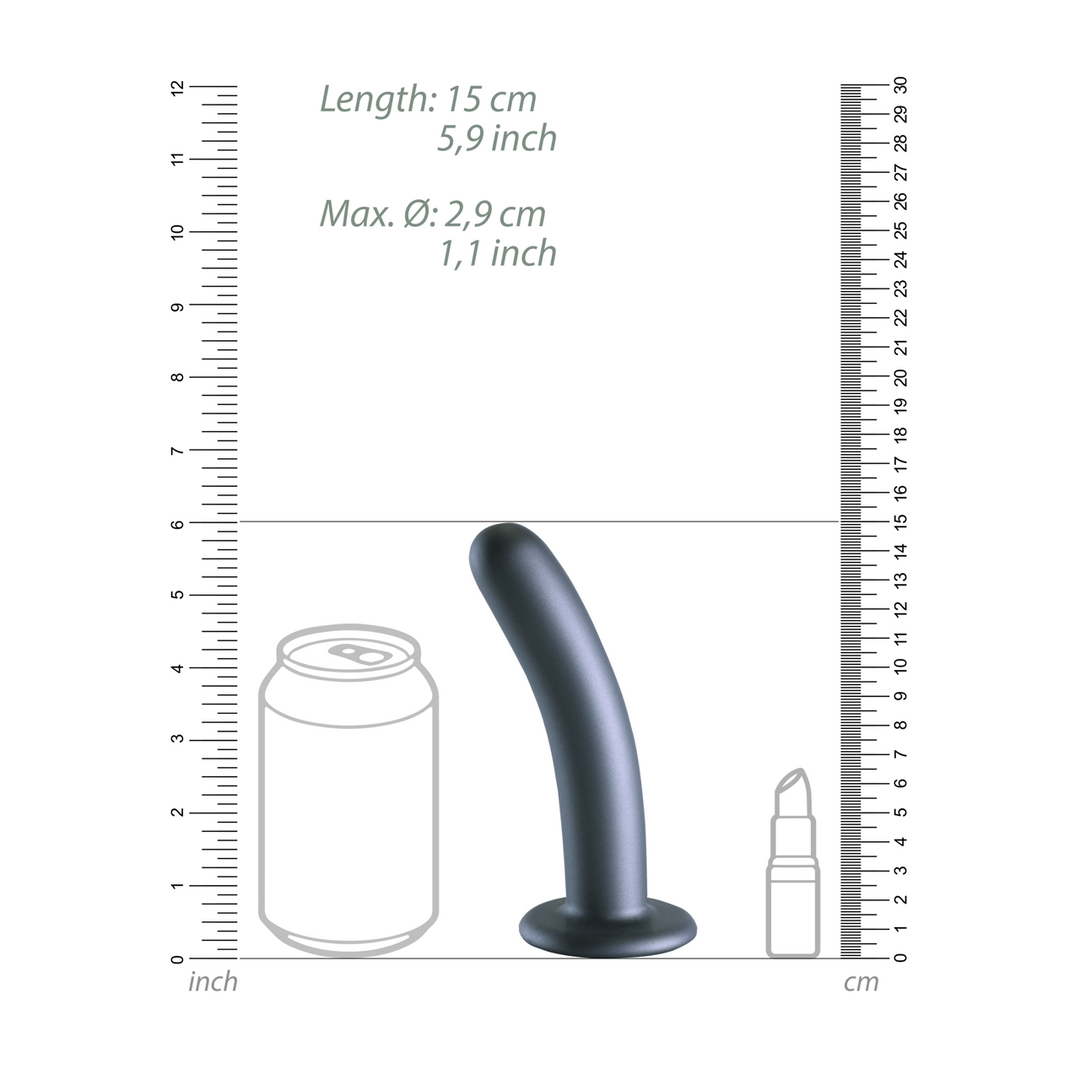 Smooth Silicone G-Spot Dildo - 6'' / 14.5 cm - Gunmetal