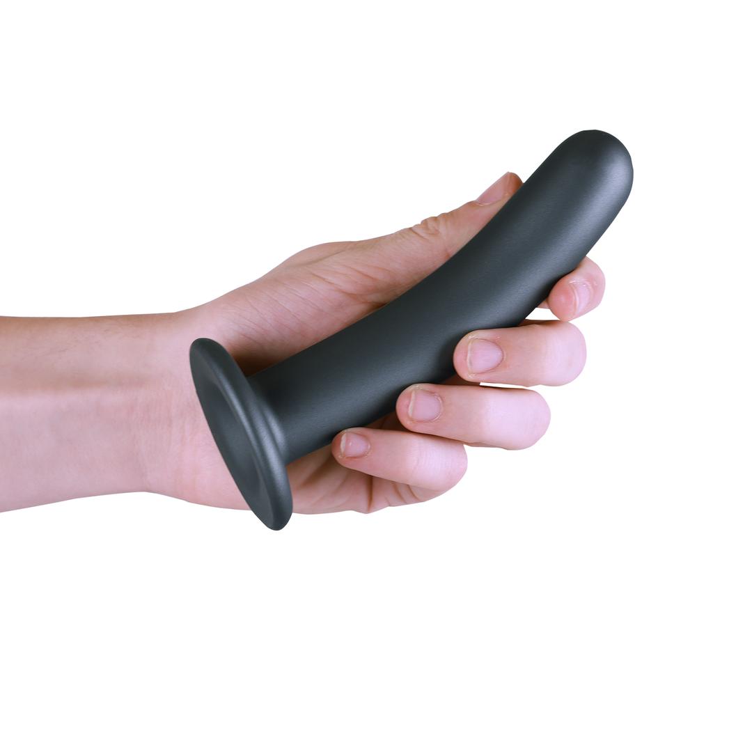 Smooth Silicone G-Spot Dildo - 6'' / 14.5 cm - Gunmetal
