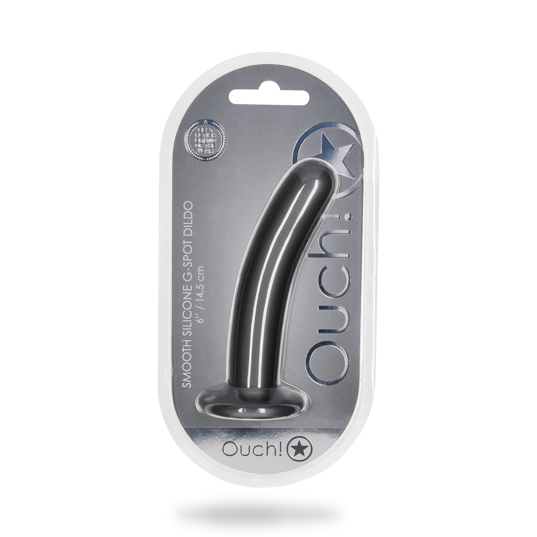 Smooth Silicone G-Spot Dildo - 6'' / 14.5 cm - Gunmetal