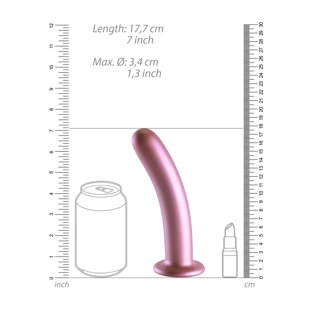 Smooth Silicone G-Spot Dildo - 7'' / 17 cm - Rose Gold