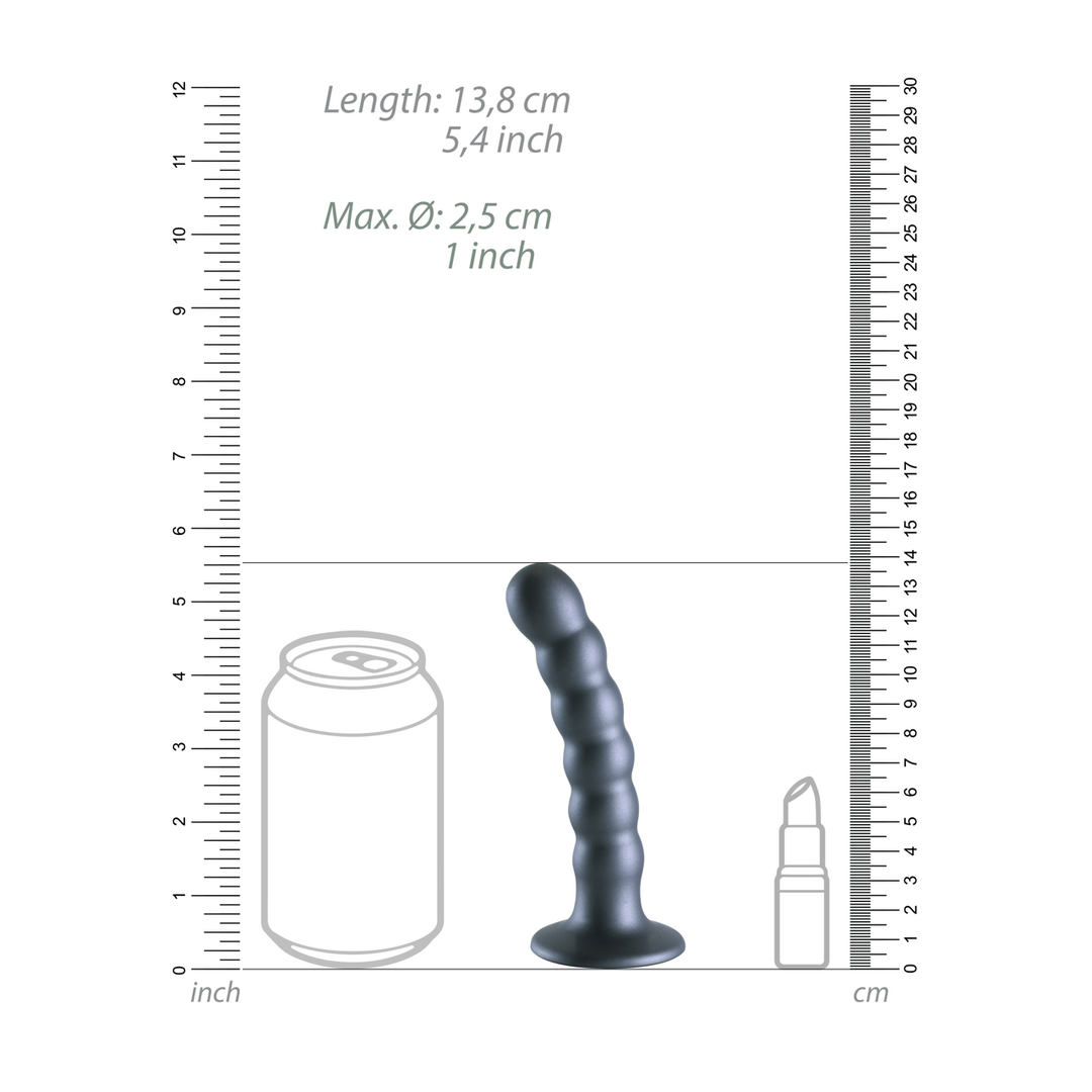 Godemiché à perles en silicone pour point G - 13 cm - Métal canon
