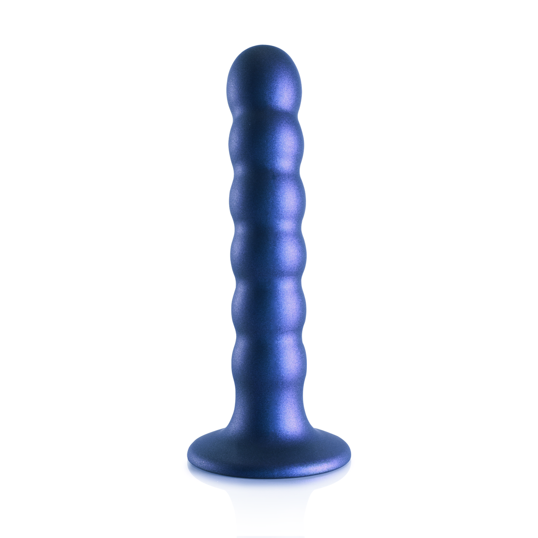 Gode-ceinture en silicone à perles - 13 cm - Bleu Métallique
