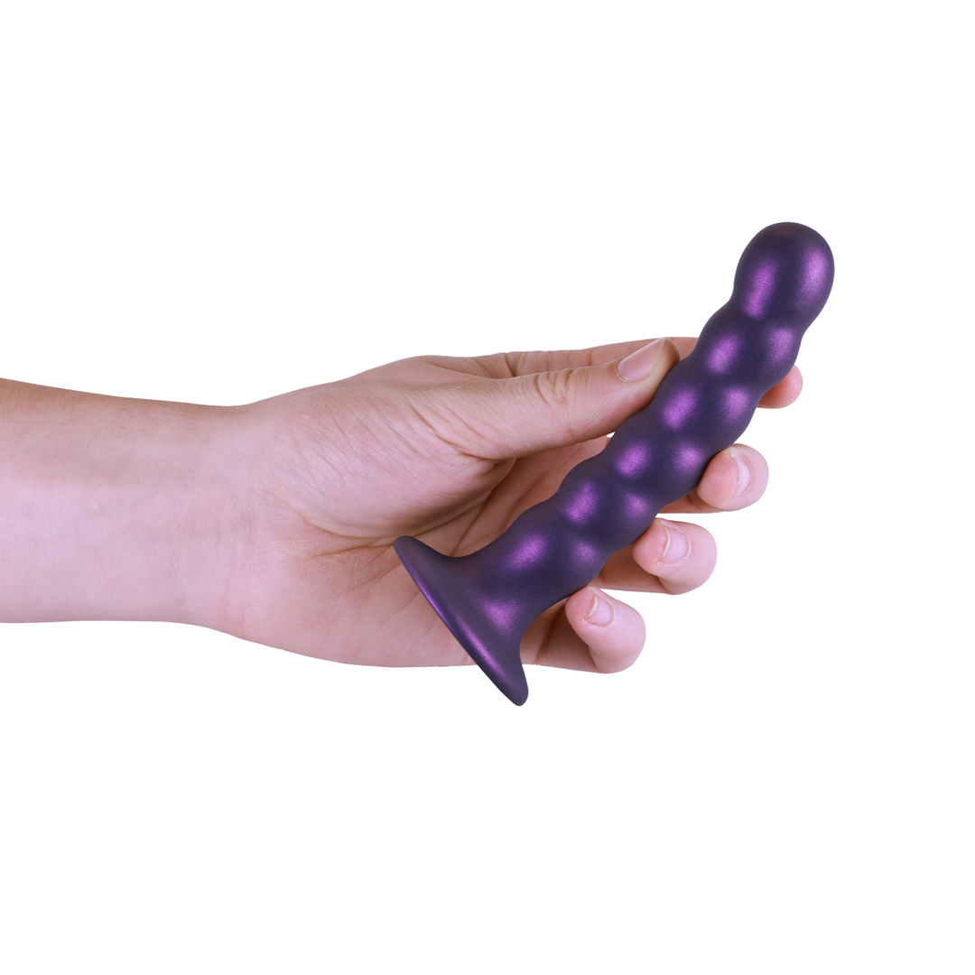Gode en silicone perlé G-spot - 5'' / 13 cm - Violet métallique