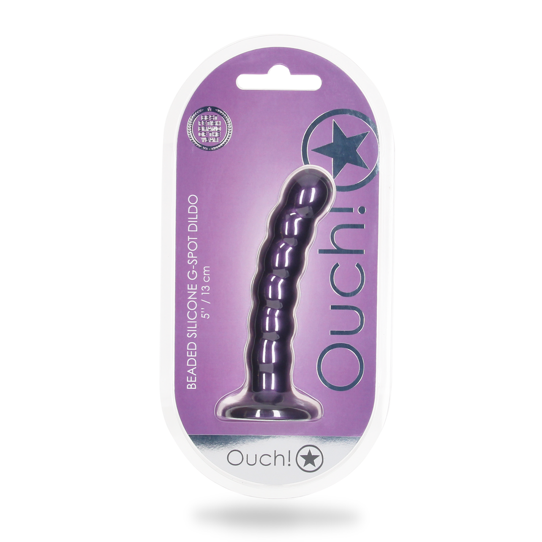 Gode en silicone perlé G-spot - 5'' / 13 cm - Violet métallique