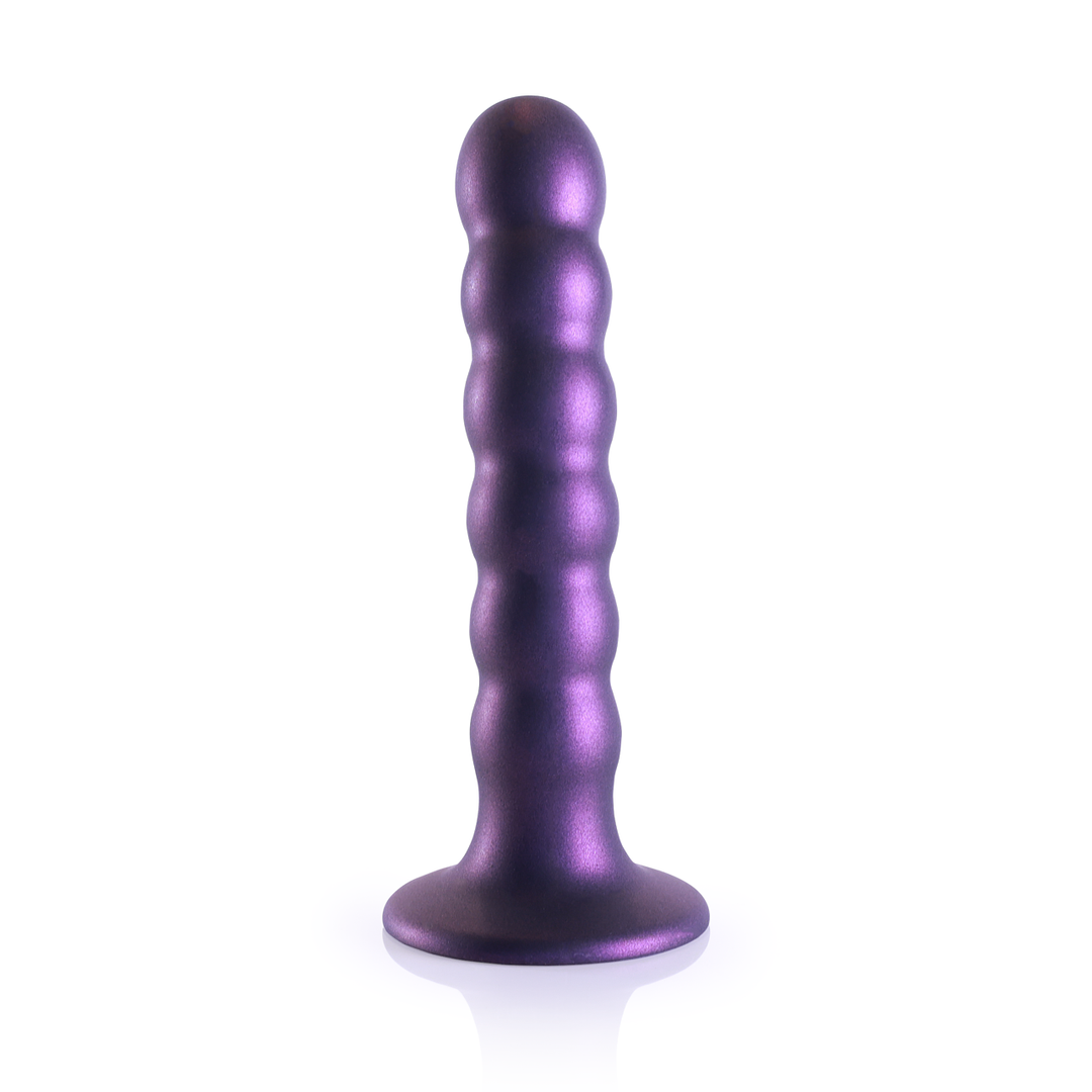 Gode en silicone perlé G-spot - 5'' / 13 cm - Violet métallique