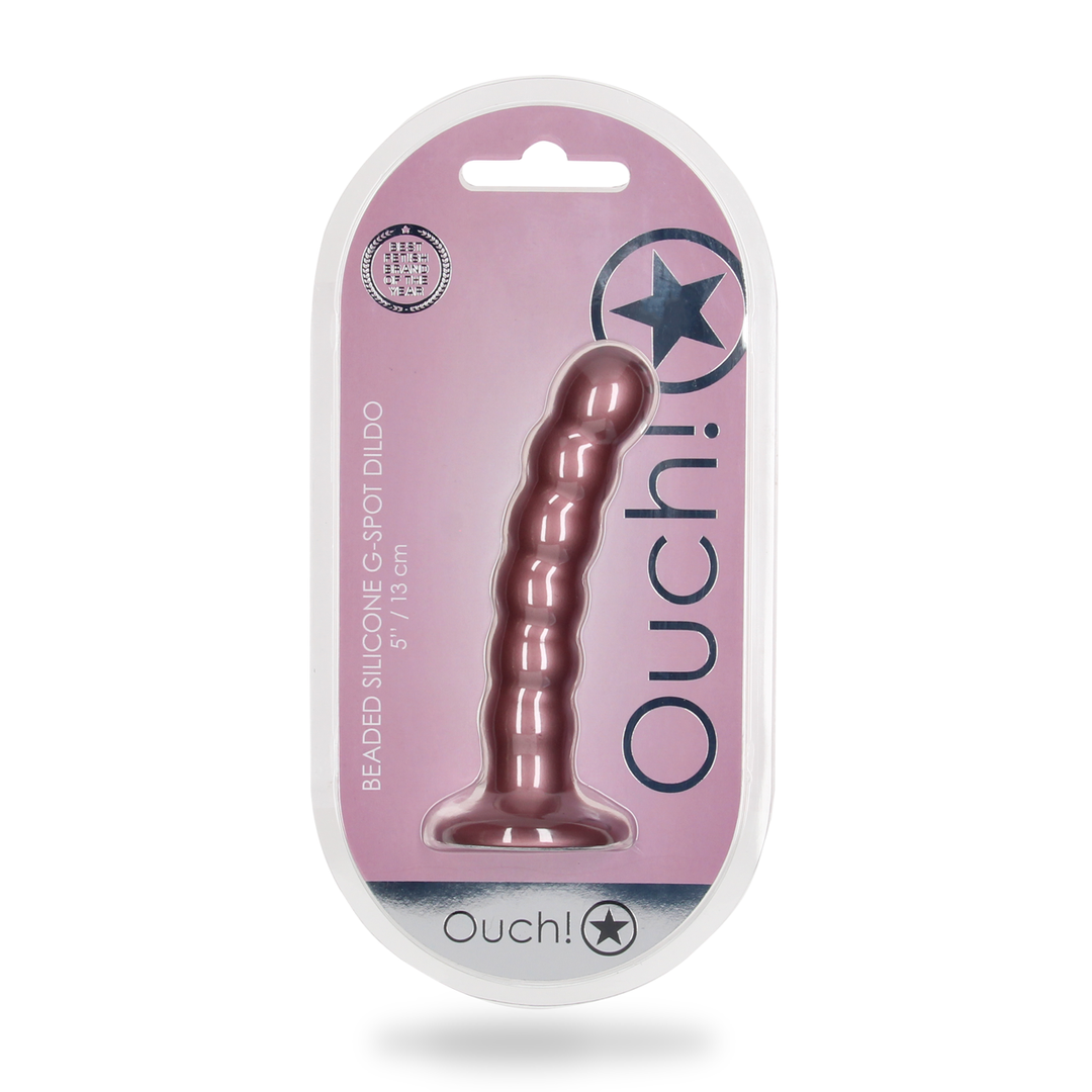 Gode per punto G perlinato in silicone - 5'' / 13 cm - Rose Gold