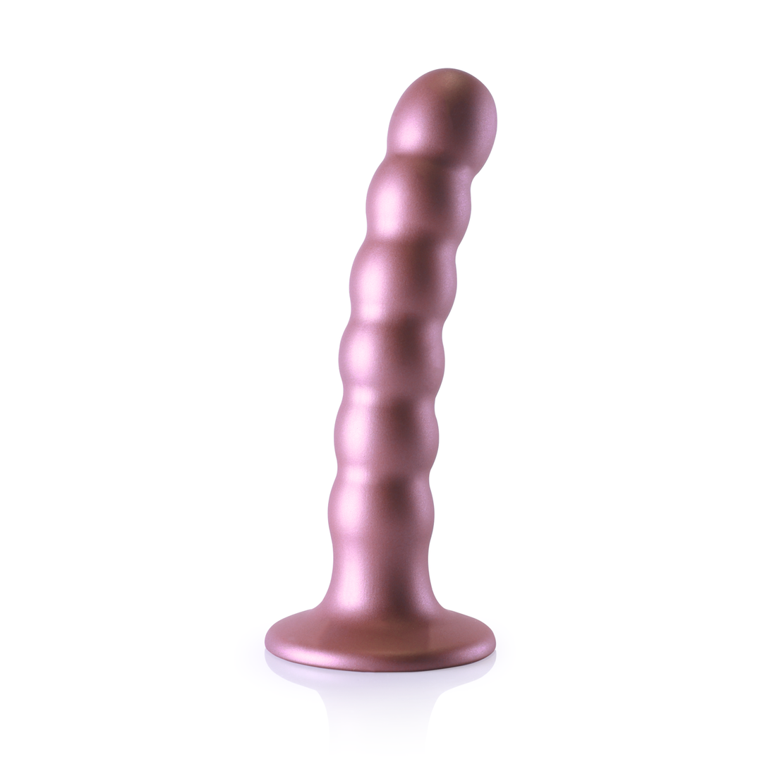 Gode per punto G perlinato in silicone - 5'' / 13 cm - Rose Gold