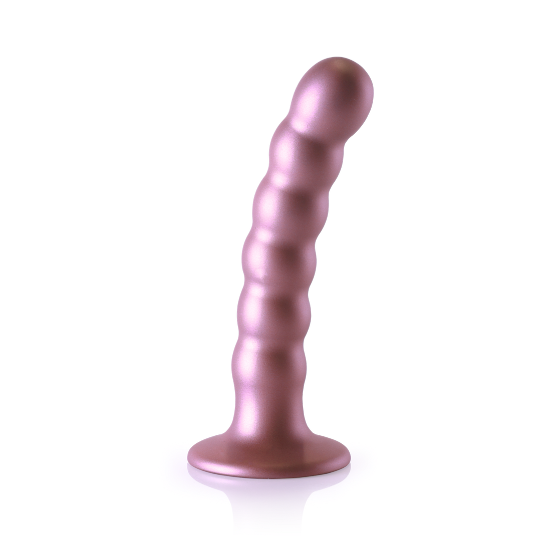 Gode per punto G perlinato in silicone - 5'' / 13 cm - Rose Gold