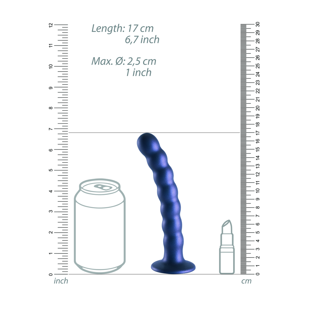Godemichet perlé en silicone point G - 6.5'' / 16,5 cm - Bleu métallique