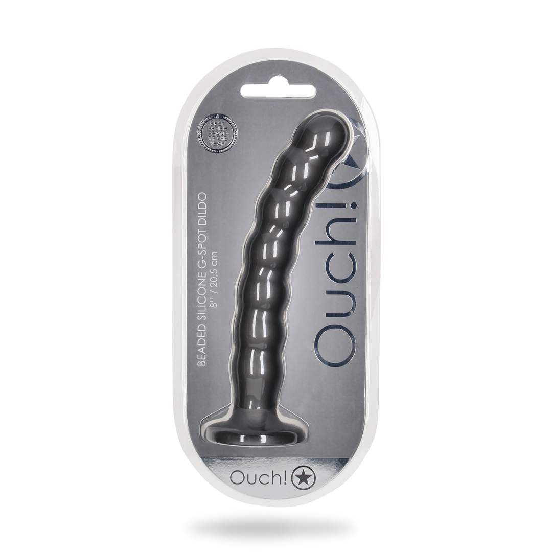 Godemichet perlé en silicone point G - 8'' / 20,5 cm - Gunmetal