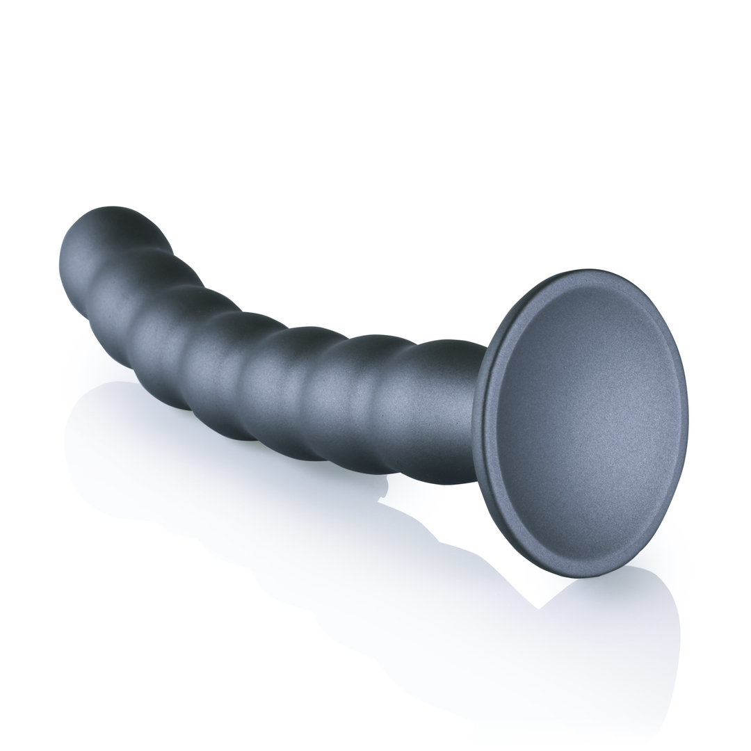 Godemichet perlé en silicone point G - 8'' / 20,5 cm - Gunmetal