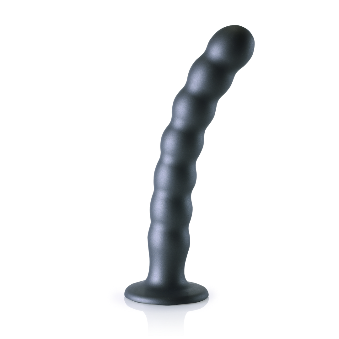 Godemichet perlé en silicone point G - 8'' / 20,5 cm - Gunmetal