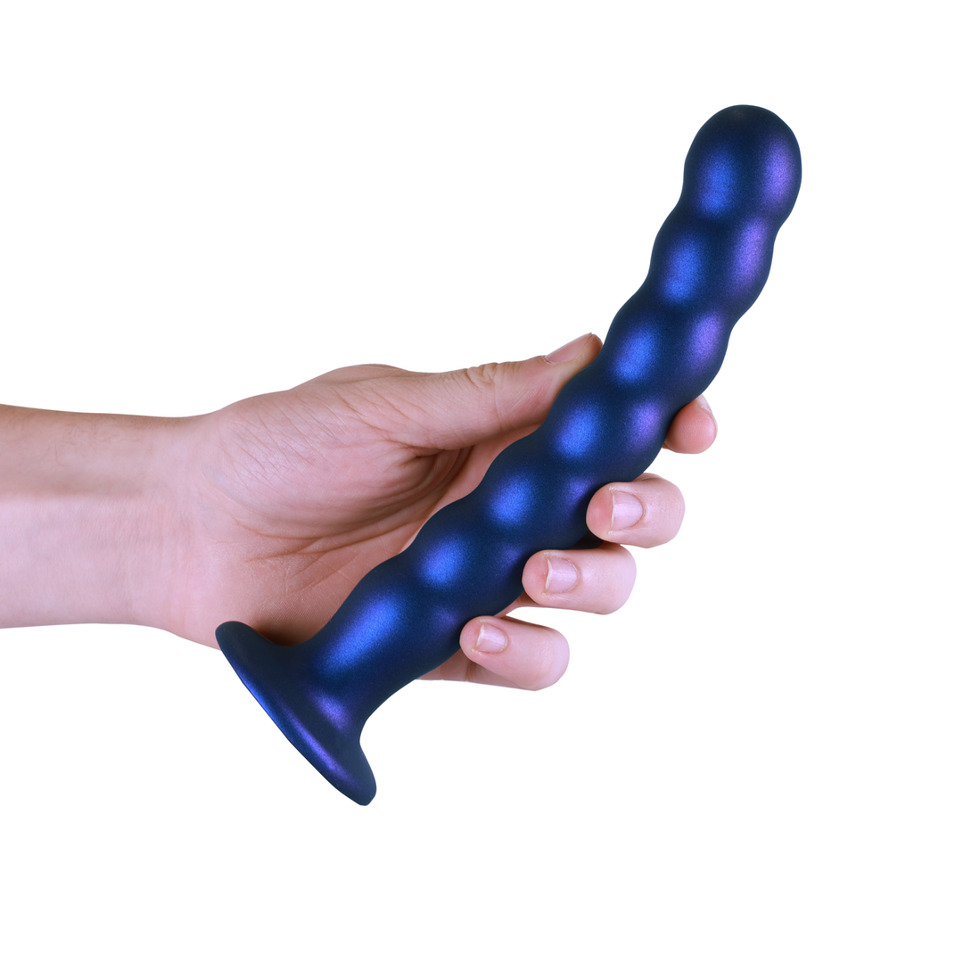 Godemichet G-spot en silicone perlé - 8'' / 20,5 cm - Bleu métallisé