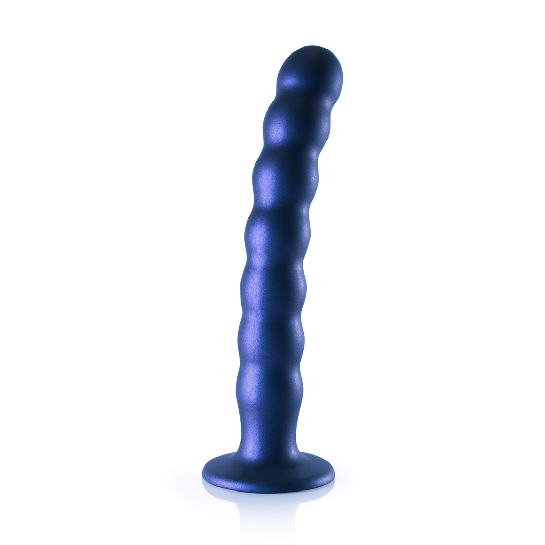 Godemichet G-spot en silicone perlé - 8'' / 20,5 cm - Bleu métallisé