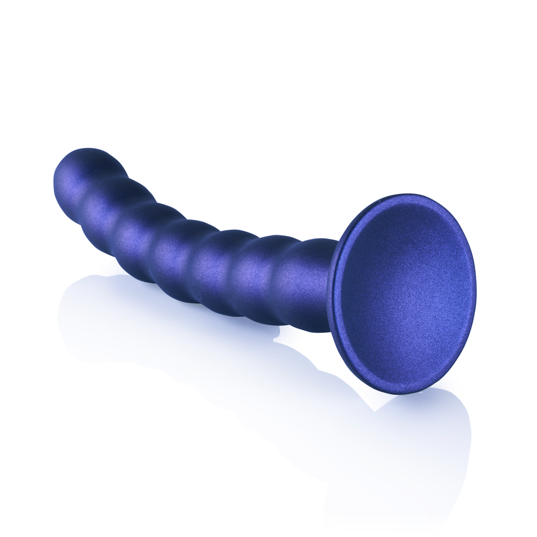 Godemichet G-spot en silicone perlé - 8'' / 20,5 cm - Bleu métallisé