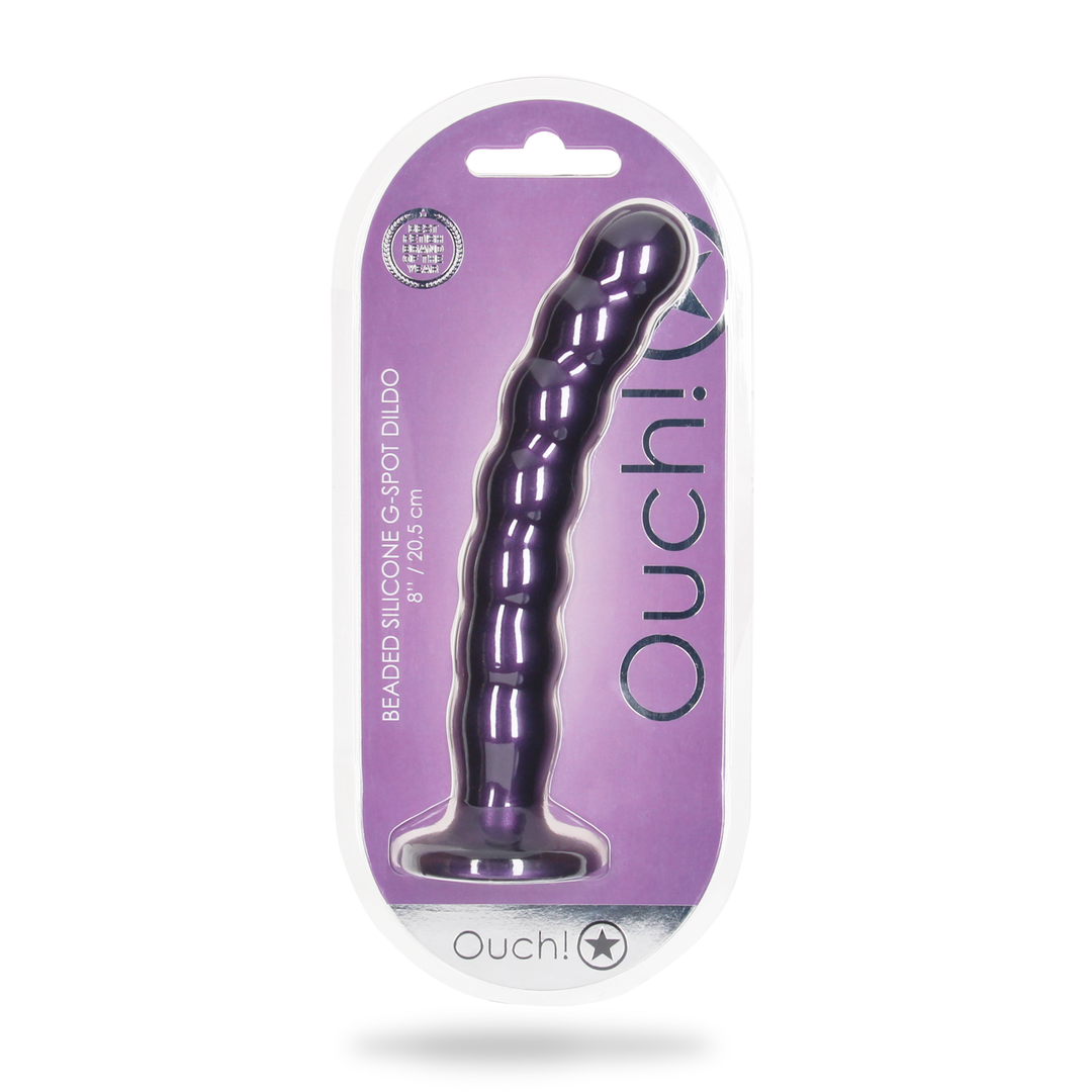 Godemichet à billes en silicone pour le point G - 8'' / 20,5 cm - Violet métallique