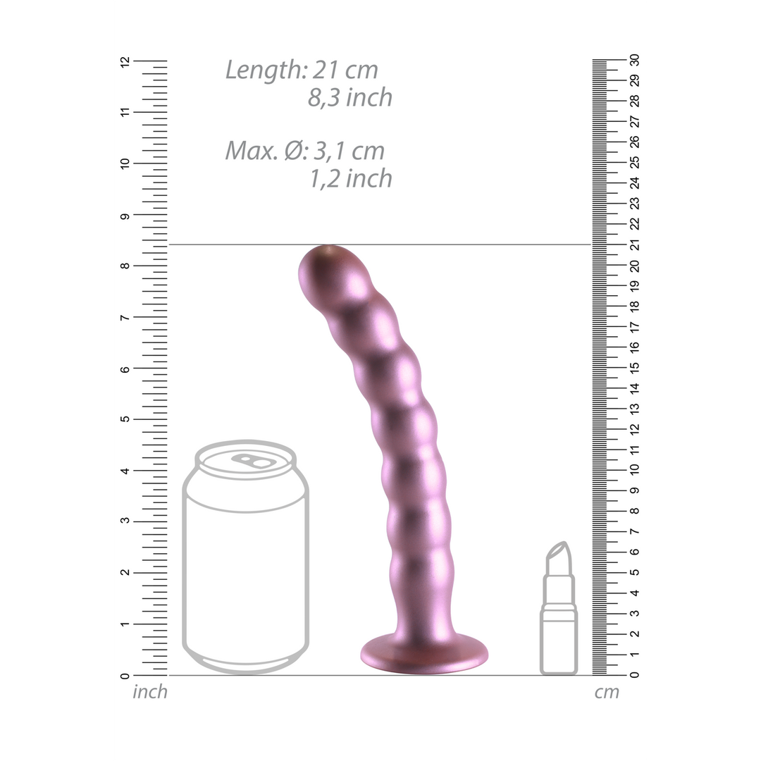 Gode-ceinture perlé en silicone point G - 20,5 cm - Or rose