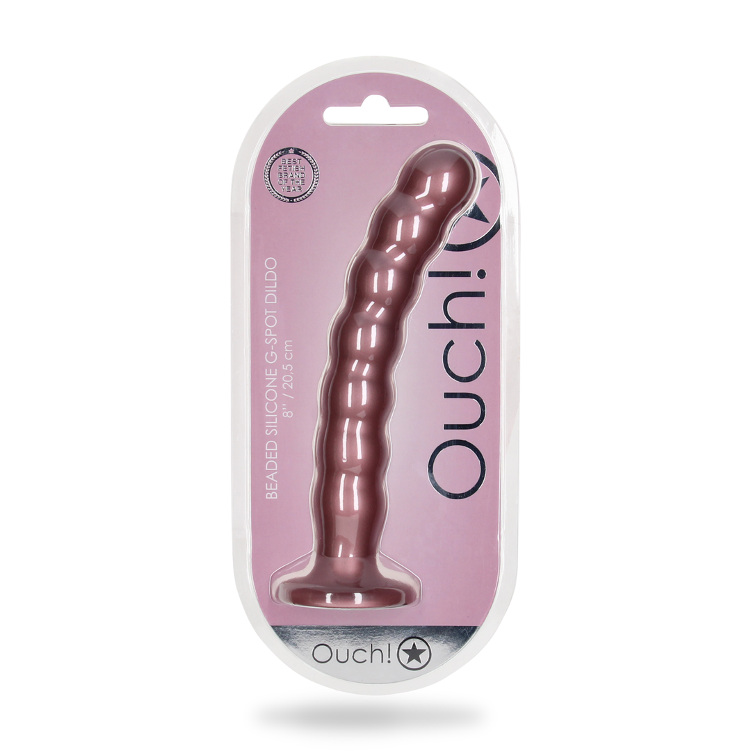 Gode-ceinture perlé en silicone point G - 20,5 cm - Or rose