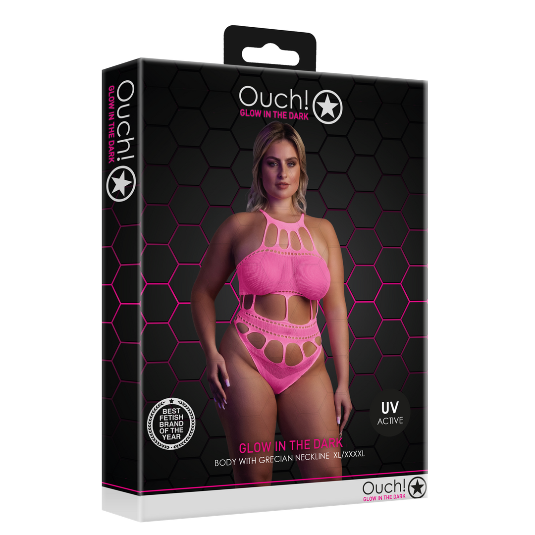 Body encolure grecque - Grande taille - Rose fluo